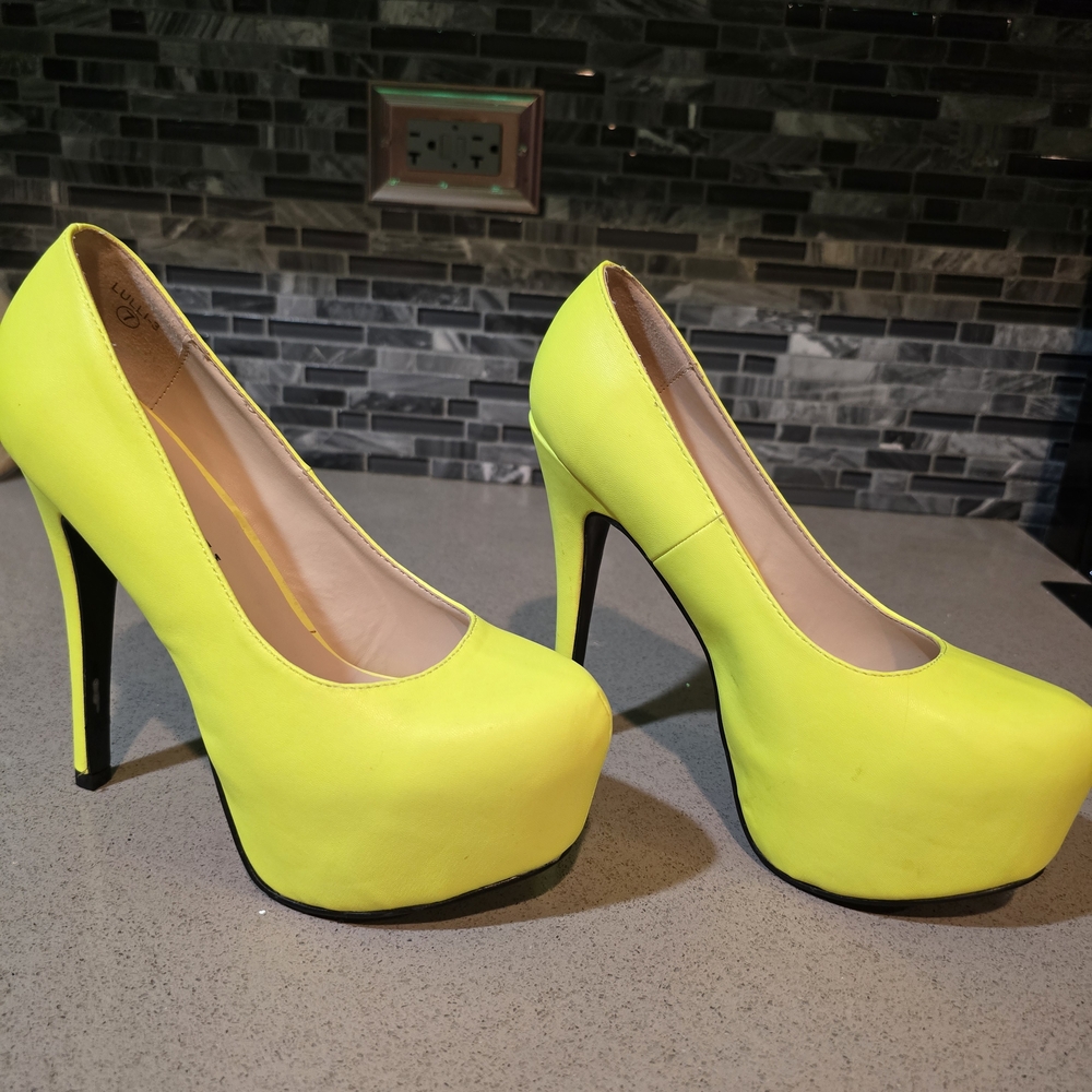 Vibrant Yellow Platform Heels